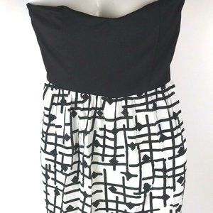 Twin Black White Geometric Dress Women's S Bodycon